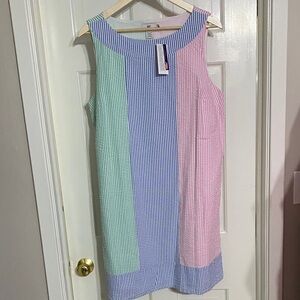 Vineyard Vines Seersucker Dress Preppy Size 14 NWT